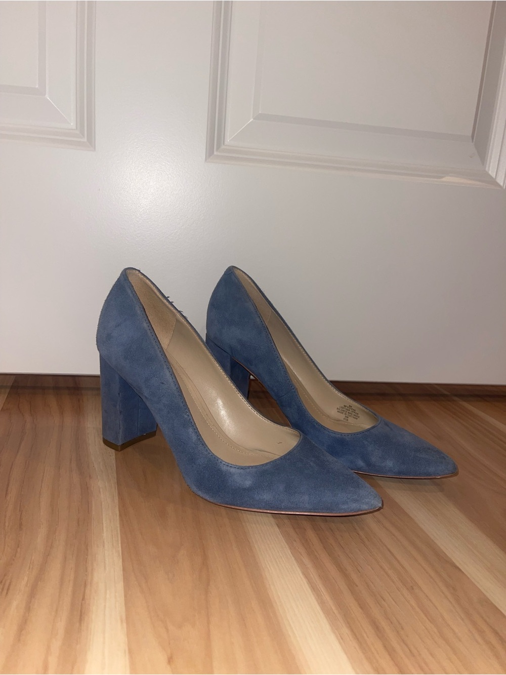 Marc Fisher Dusty Blue Suede Block Heel Pumps
